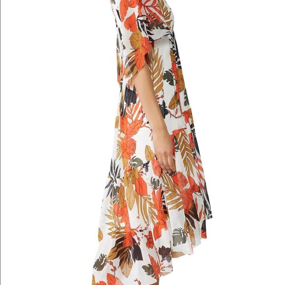 FUZZI Leaf Print Tulle Dress Size Medium - Picture 2 of 8